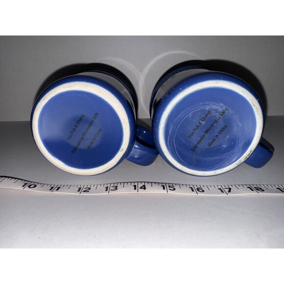 Von Pok Chang Coffee Mug Blue Speckled 16oz Soup Tea Cup Heavy Ceramic SET OF 2 - Picture 5 of 5